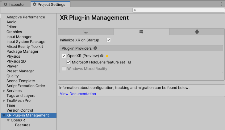 Plugin management OpenXR