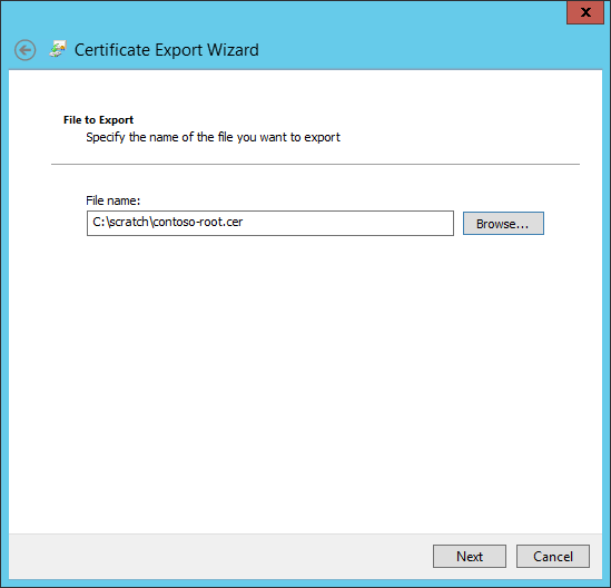 Export root certificate.