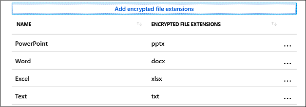 WIP encrypted file extensions.
