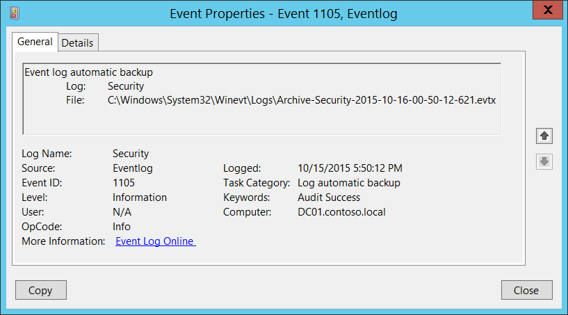 이벤트 ID 565 Microsoft-windows-backup