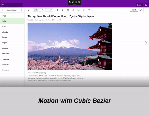 Motion with Cubic Bezier animation