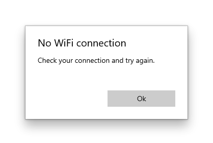 No Wifi Connection Dialog