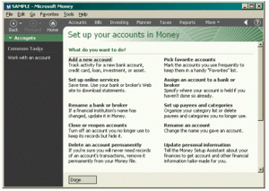 screen shot of the account setup screen in money 2000.