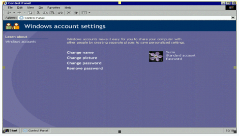 screen shot of a money 2000 activity page for managing windows user accounts. 