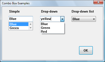 screen shot showing text typed into a drop-down combo box
