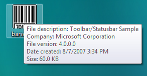 screen shot showing text in a tooltip that appears over a file on the desktop