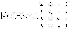 equation of a scale matrix for a new point