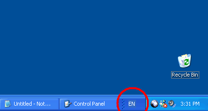 indicator that signifies that more than one input language has been installed on the system