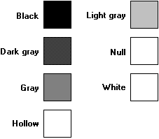illustration showing seven boxes: one black, three shades of grey, and three that appear empty