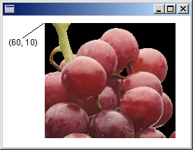 screen shot of a window that contains an image, with a callout for the origin point 