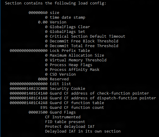 output from dumpbin /loadconfig