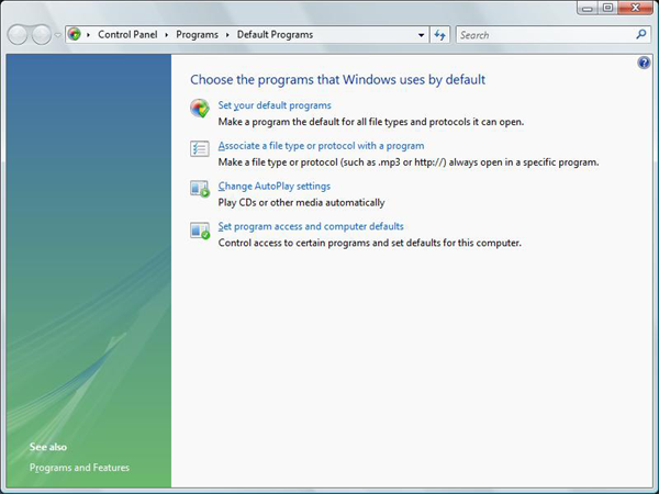 windows 7 set default programs for extensions