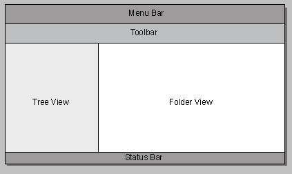 illustration showing components of the windows explorer user interface 