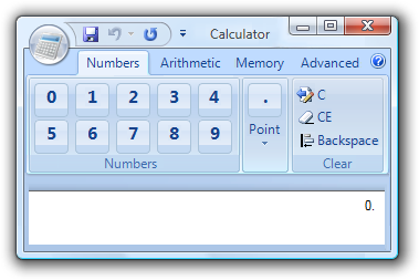 screen shot of a ribbon with a calculator 