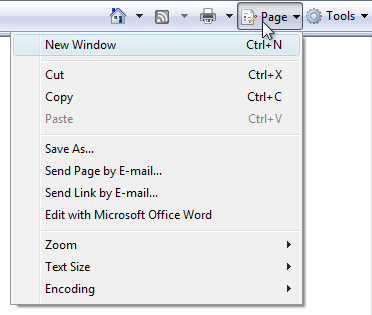 screen shot of toolbar and drop-down command list 