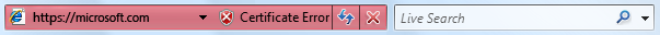 screen shot of red 'certificate error' status bar 