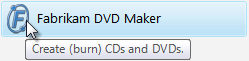 screen shot of tooltip: create (burn) cds, dvds 