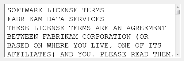 screen shot of license terms all in uppercase 