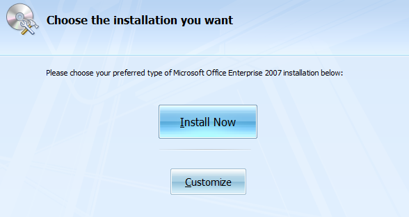 screen shot of dialog with large install button 