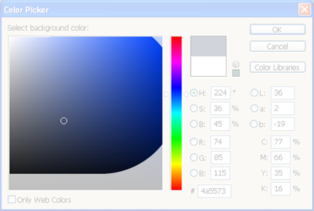 screen shot of color picker dialog box 