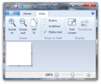 screen shot showing a ribbon that uses large images for the zoom controls.