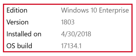 Windows specifications