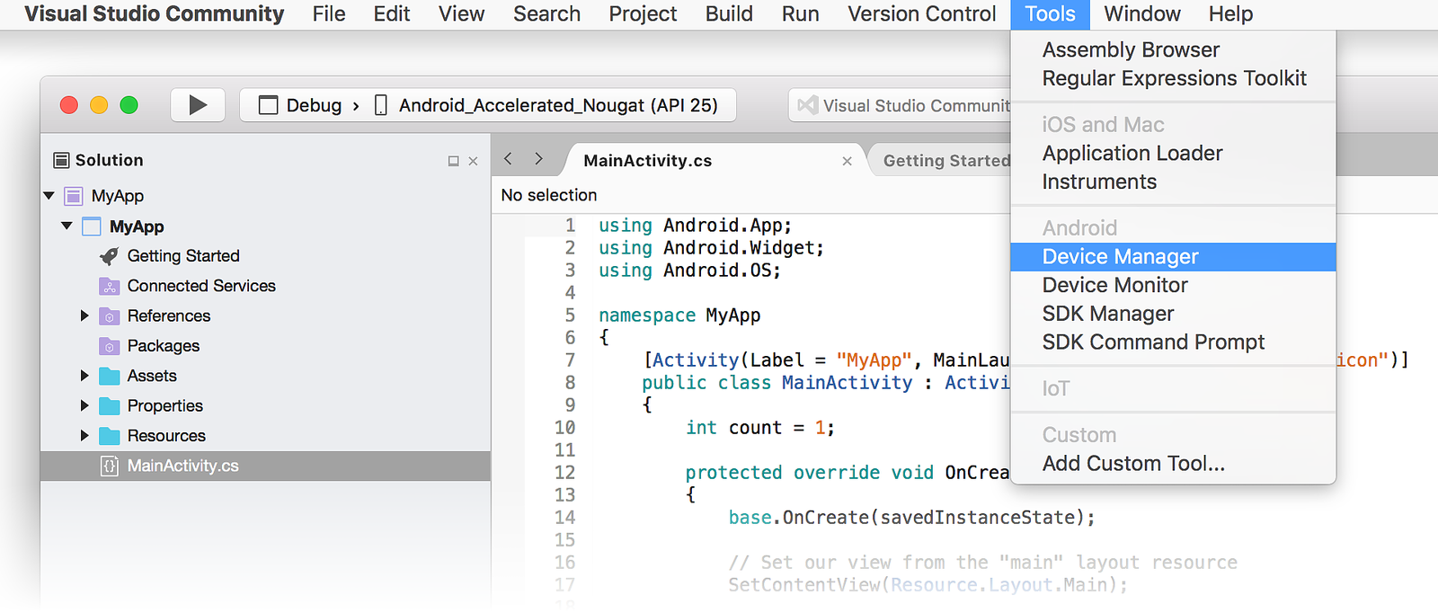 android emulator for visual studio for mac