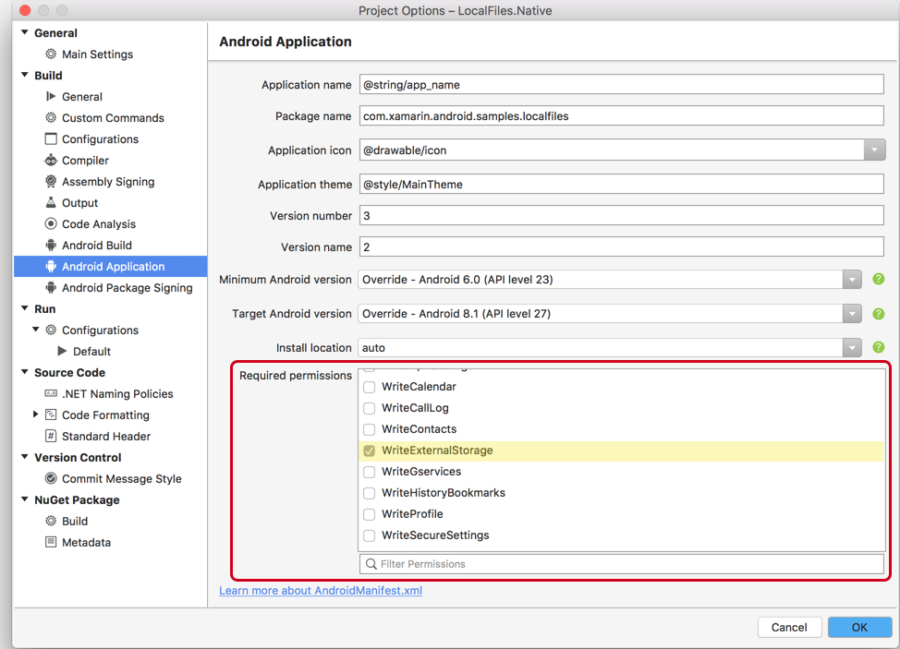 Solution Pad - Required Permissions for Visual Studio for Mac