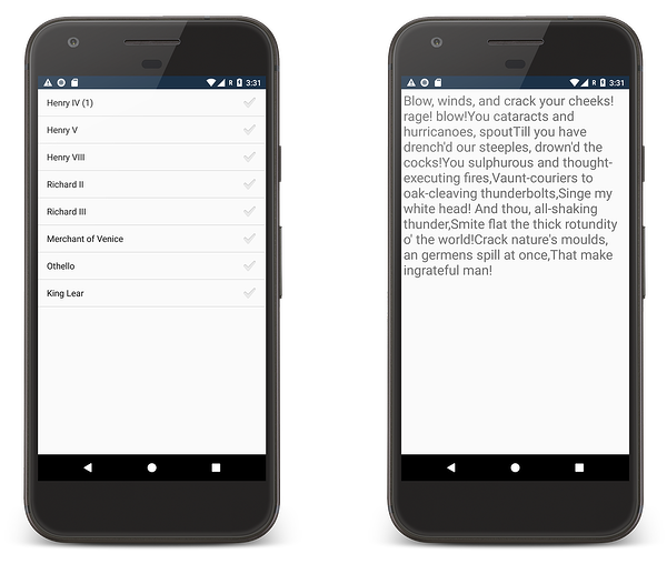 Screenshots of the application running on a phone.