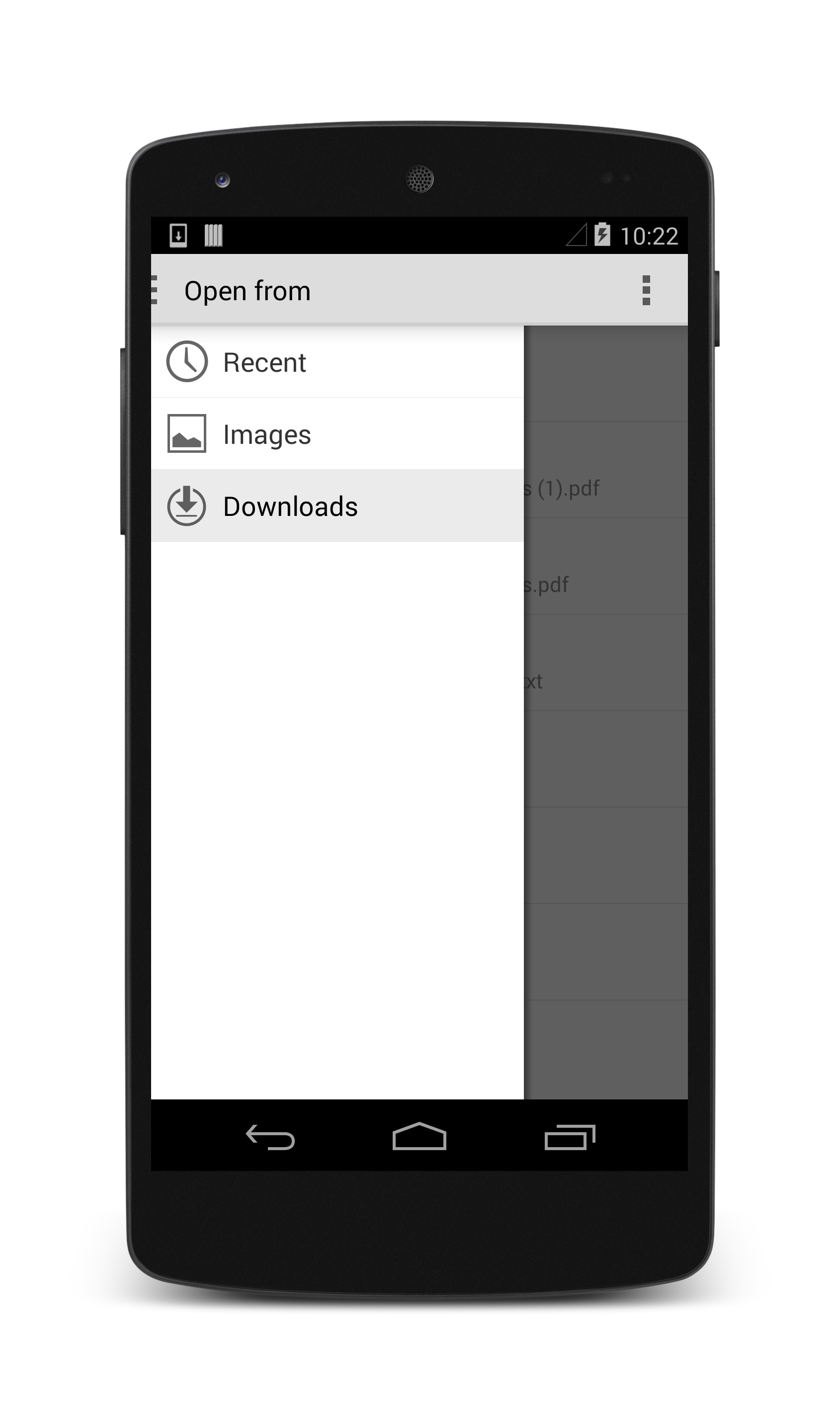 Example screenshot of an app using the Storage Access Framework for browsing to an image