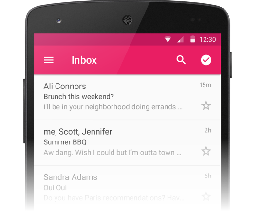 Example app using RecyclerView to list inbox messages