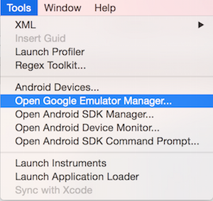 How to launch the Android Emulator Manager from Visual Studio for Mac
