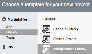 Create new Multiplatform Library window