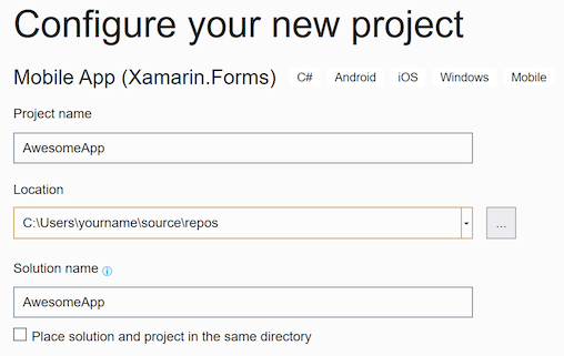 Choose a project name