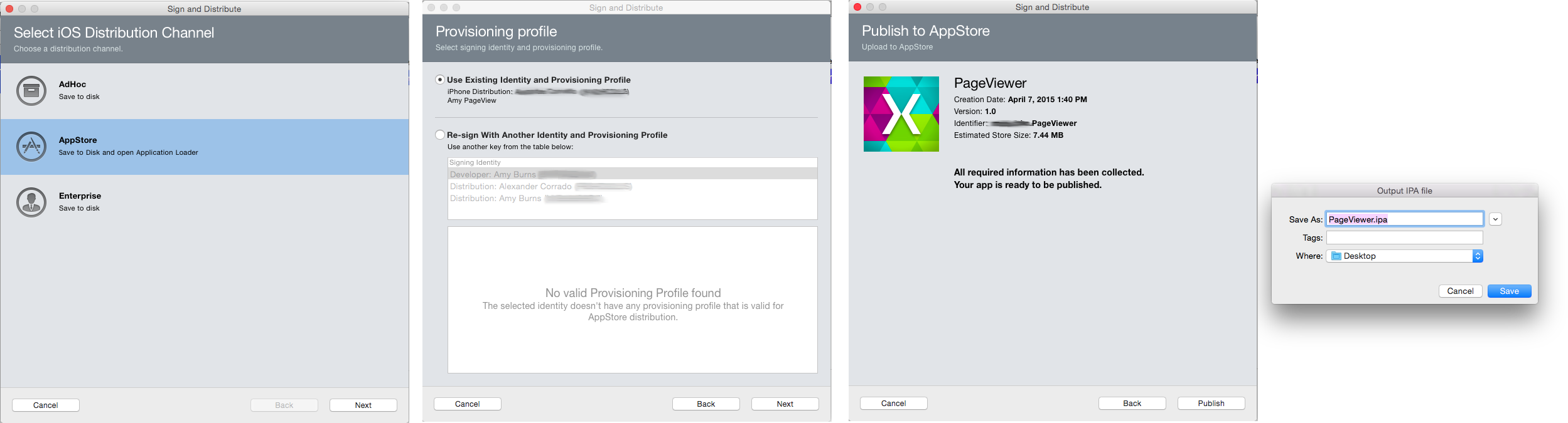 Select your signing identity and provisioning profile, or re-sign with another identity