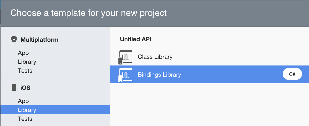 Select iOS Binding Project