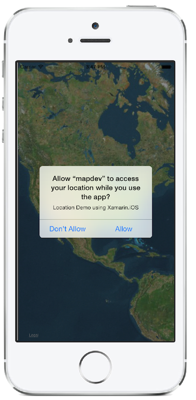 The allow location access alert