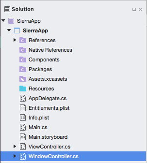 The new class name in Visual Studio for Mac