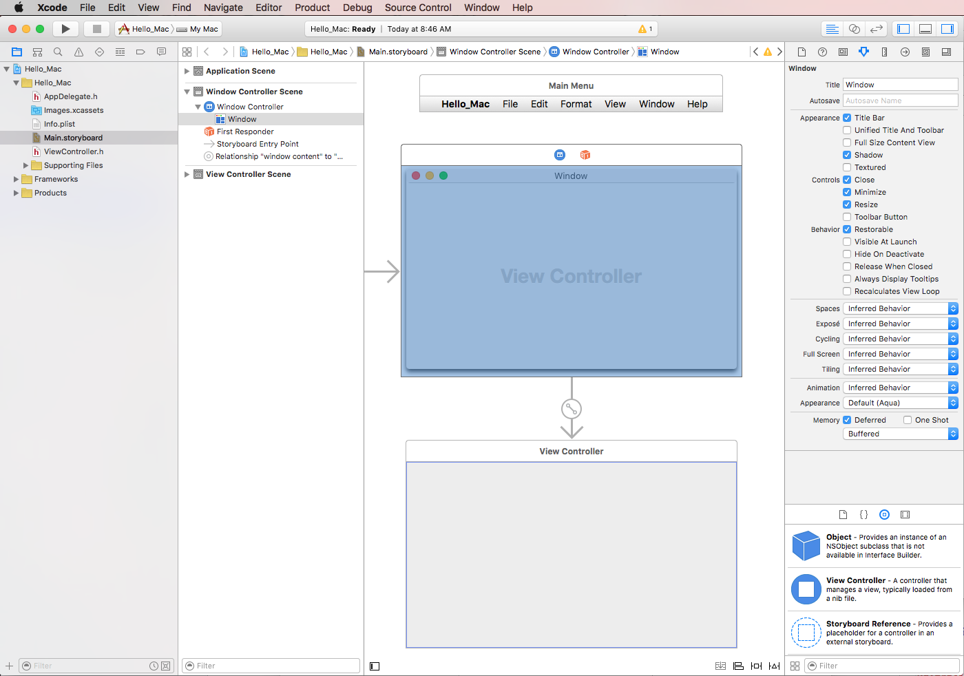 The default Xcode Interface Builder view