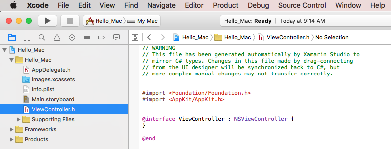Viewing source in Xcode