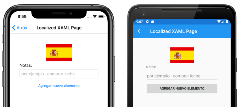 Screenshots of the localization application on iOS and Android