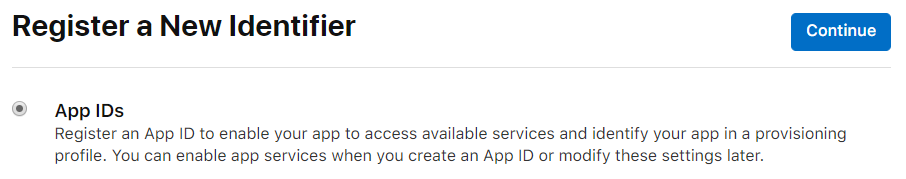 Create a new App ID