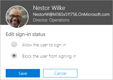 Sign-in status dialog box in Office 365.