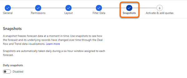 Enable snapshot step in forecast configuration