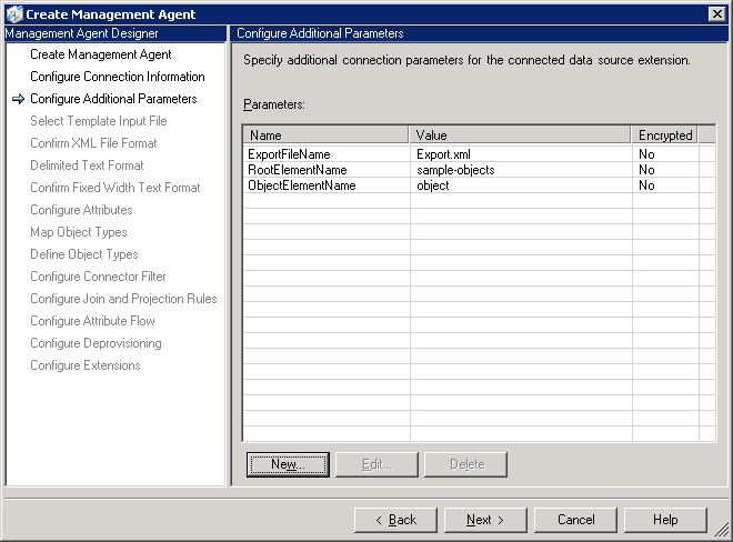 The Configure Additional Parameters page