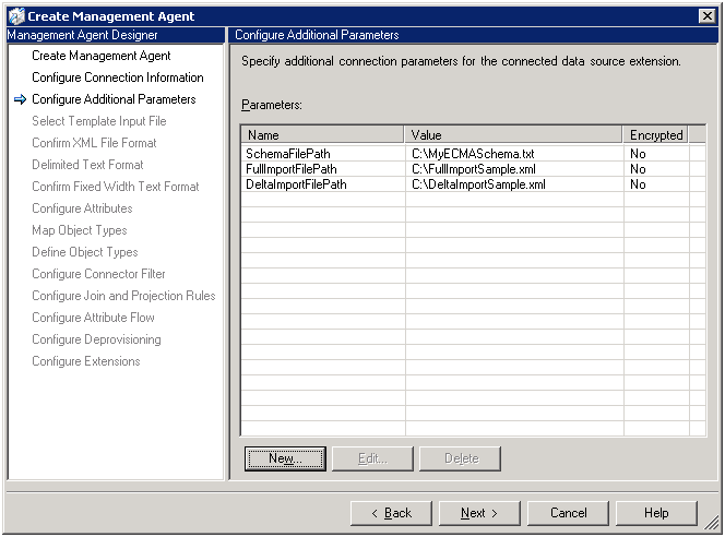 Configure Additional Parameters dialog box