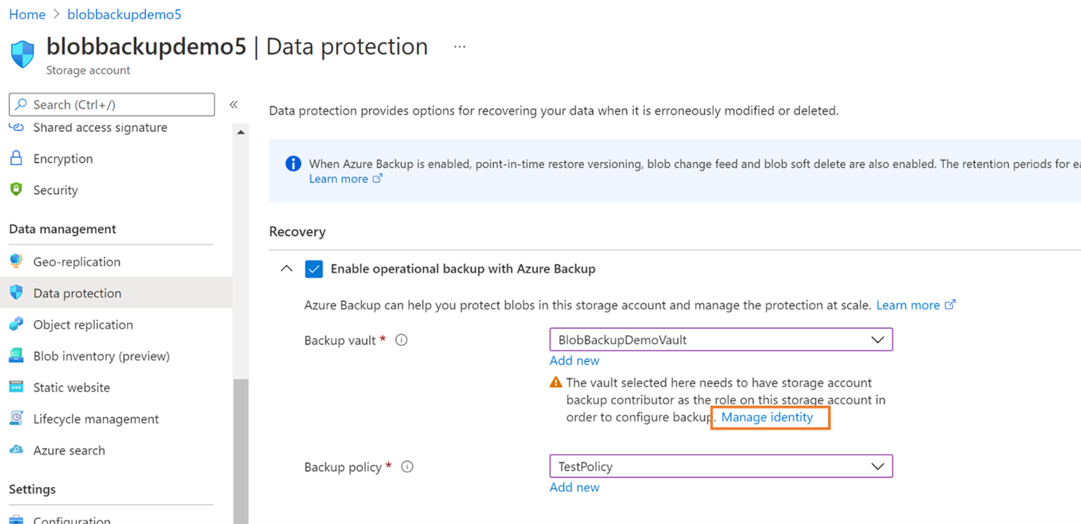 Habilitar la copia de seguridad operativa con Azure Backup