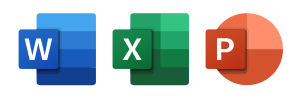 Iconos de interfaz de usuario de Fluent para Word, Excel y PowerPoint.