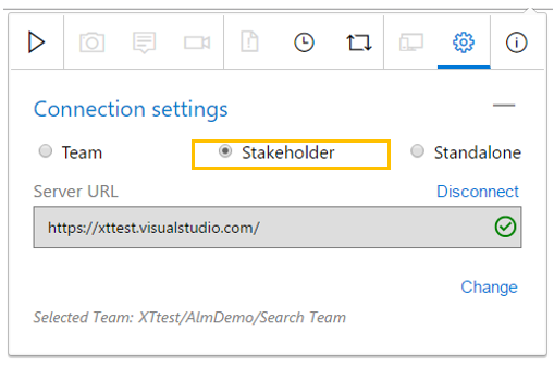 Selecting Stakeholder mode in Connection settings