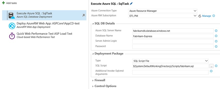 The enhanced Azure SQL Database deployment task